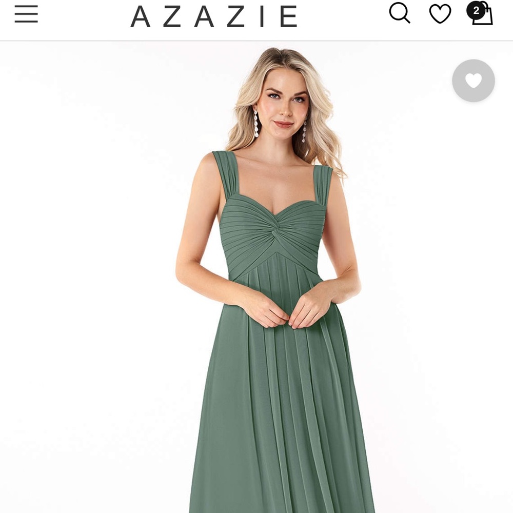 NWT Azazie Kaitlynn Bridesmaid Dress - Color Eucalyptus, Size 12